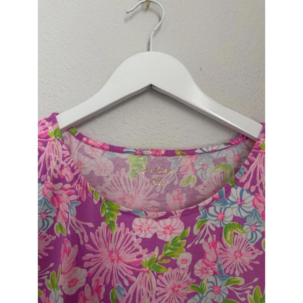 Lilly Pulitzer Pink Multicolor Floral Short-Sleeve Tiered Mini Dress - Picture 2 of 5